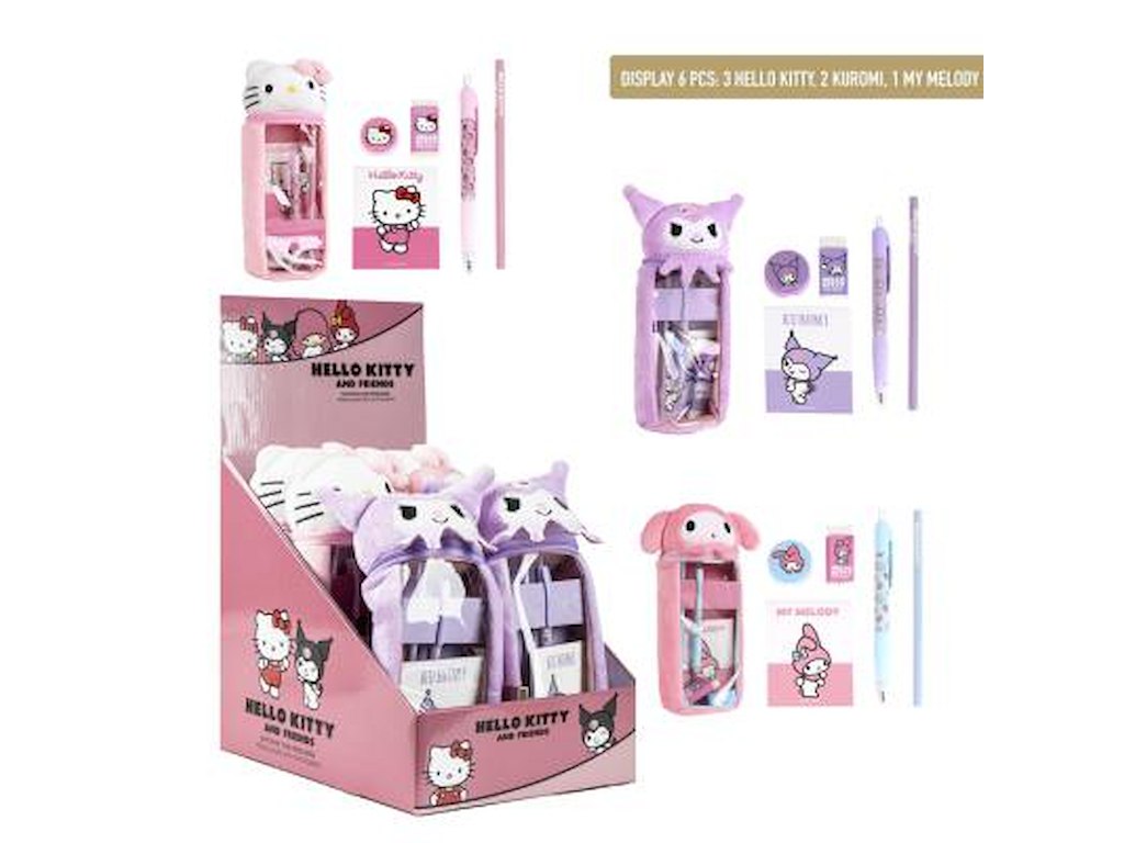 Hello Kitty & Friends Plys Penalhus med Skrivesæt