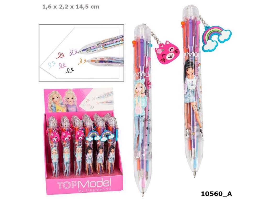 Top Model kuglepen med 6 farver