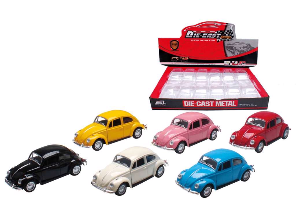 VW Bobble på 13 cm med pull back - metalbil 1:32