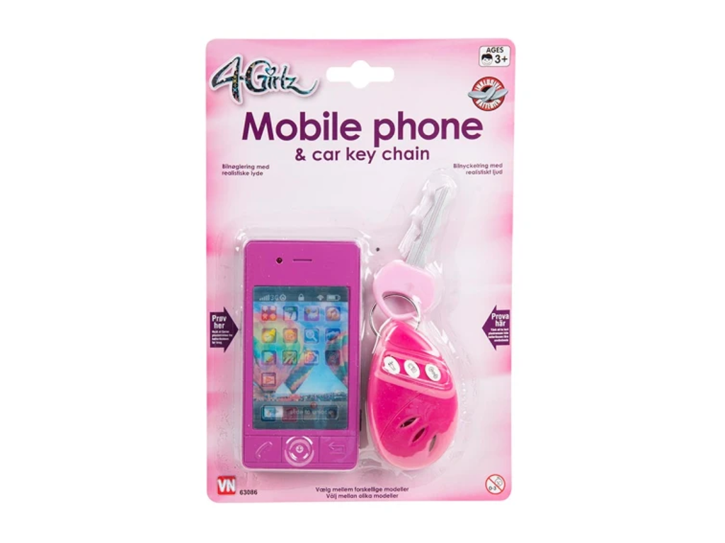 Smartphone med bilnøgler i lyserød 4Girlz