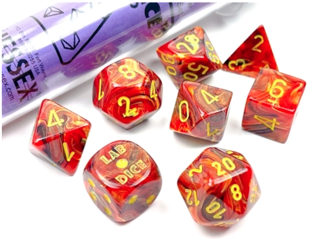 RPG-terningesæt 8-pak - Underworld/Gul - Chessex - CHX30050