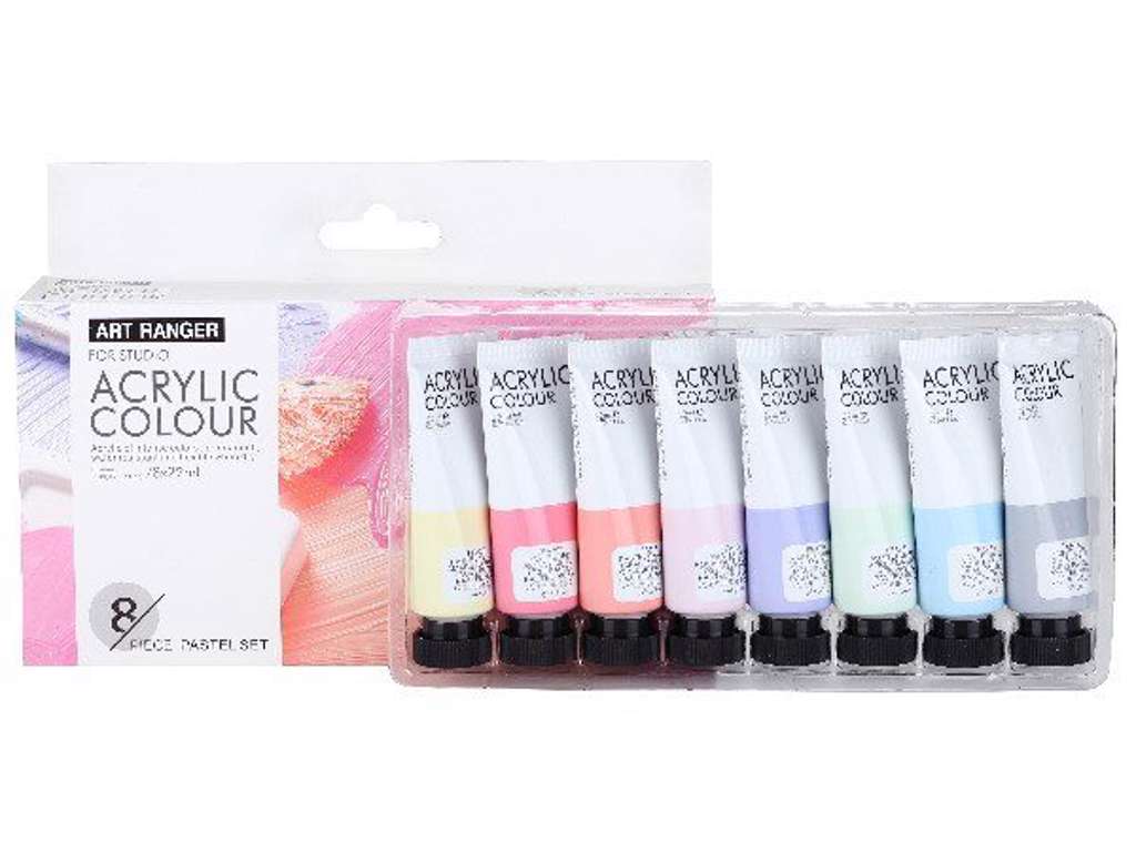 Akrylmaling 8 stk - pastelfarver