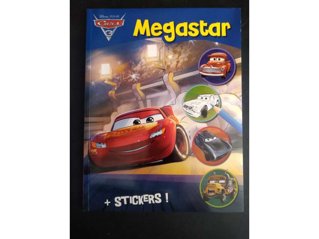 Disney megastar malebog med klistermærker på 128 sider - Biler 3