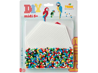 Hama midi blisterpakning stor sekskant, papegøjer