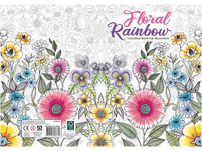Malebog A4 Floral Rainbow – 32 sider