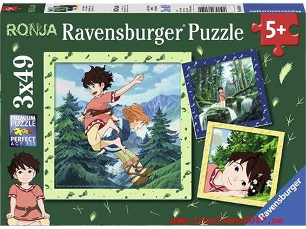 Ronja Røverdatter puslespil 3x49 brikker fra Ravensburger
