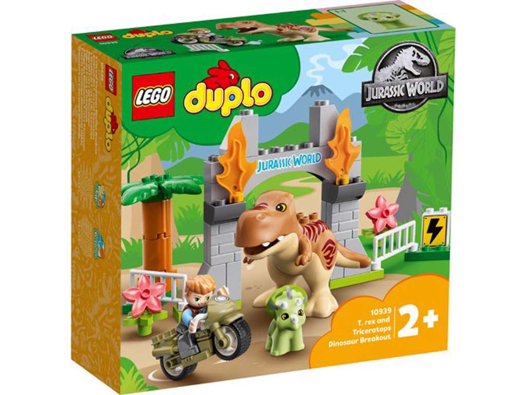 Lego Duplo - T. rex og triceratops på dinosaurflugt - 10939
