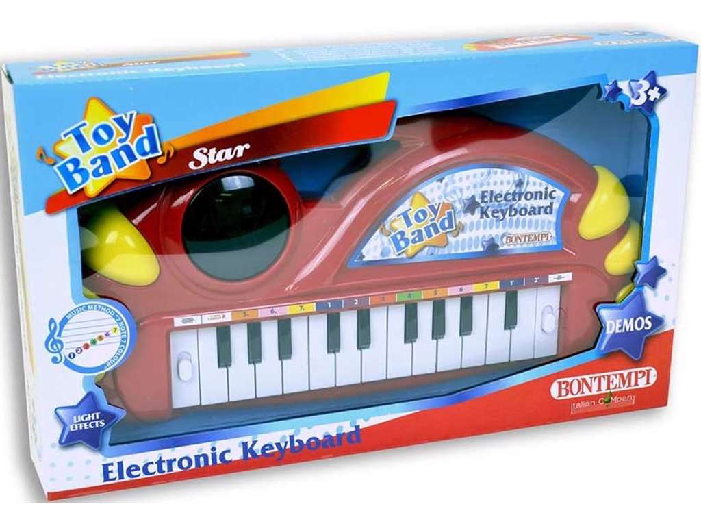 Rødt elektronisk keyboard med lys fra Bontempi