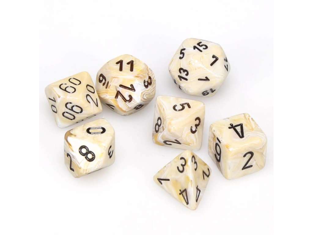 Chessex 7-pak terninger til rollespil i Ivory/black