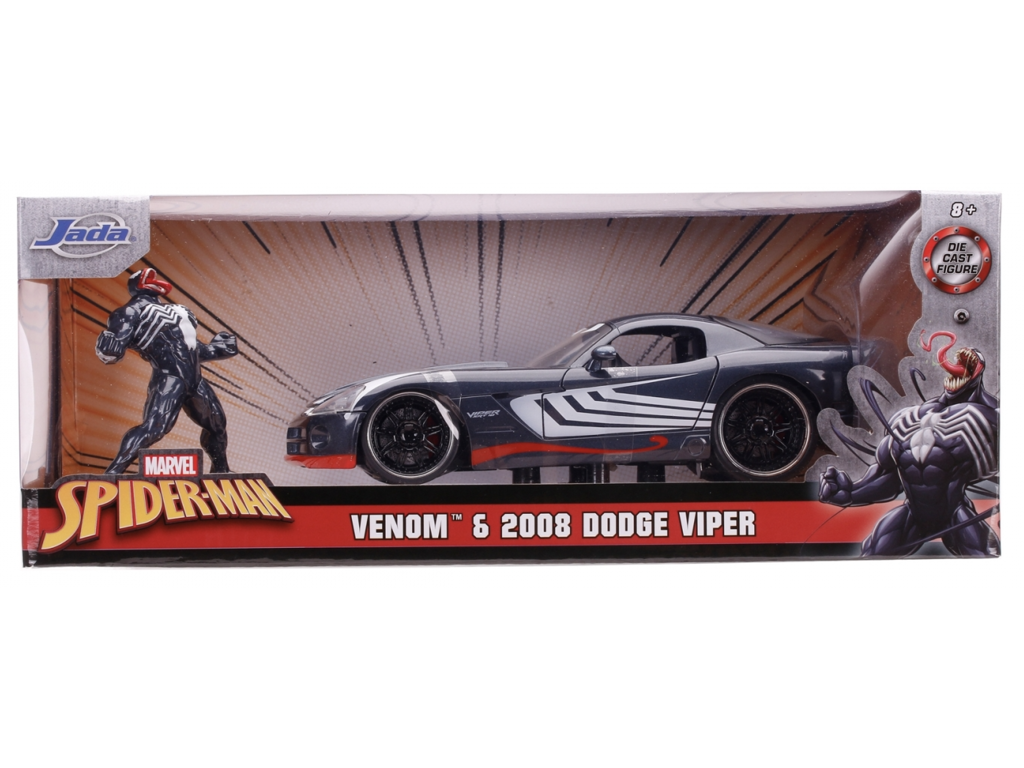 Marvel Venom 2008 Dodge Viper bil i scala 1:24 med figur i metal