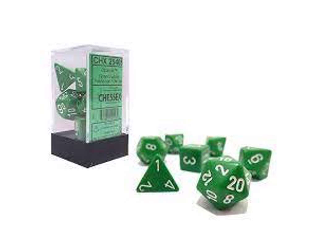 Chessex 7-pak terninger til rollespil i grøn/hvid- CHX25405