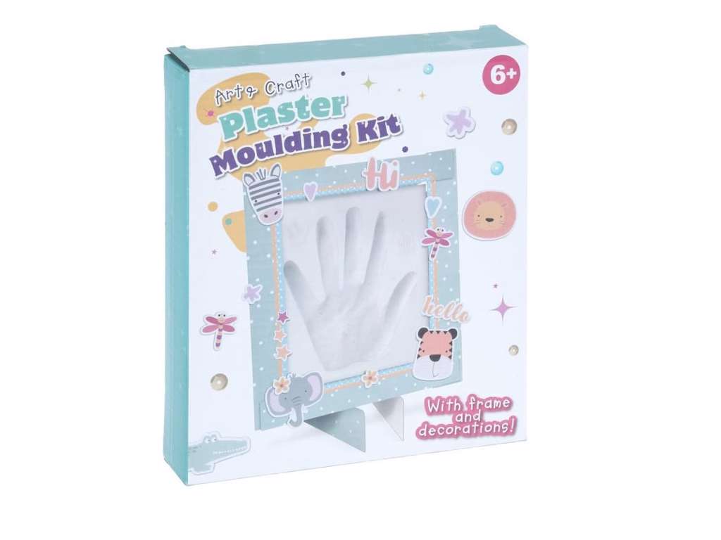 Håndaftryk i gips med ramme 18x3,5x21 cm