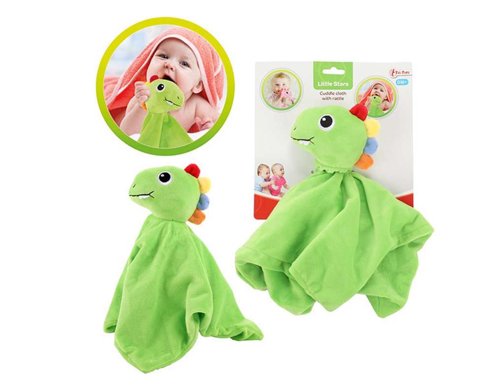 LITTLE STARS Baby dino kludedukke med rangle