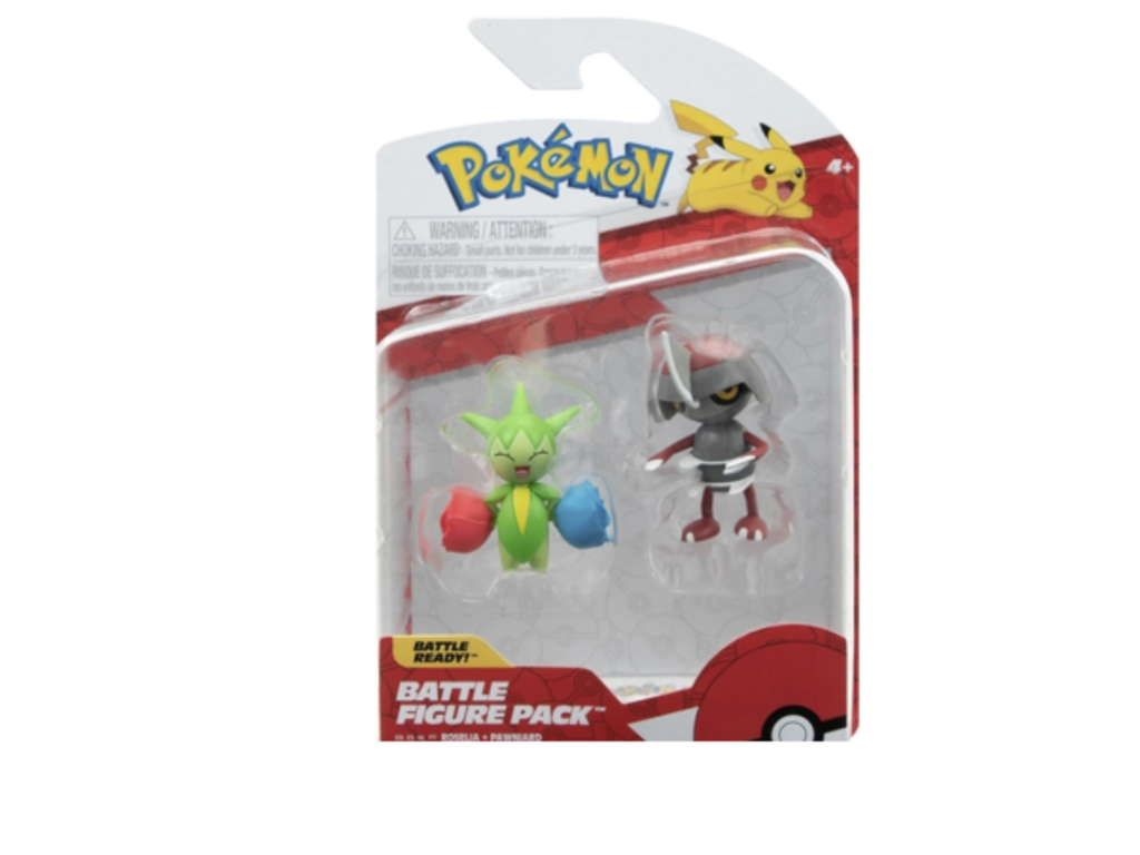 Pokémon Battlefigurer - 2 stk. Pawniard, Roselia  5 cm