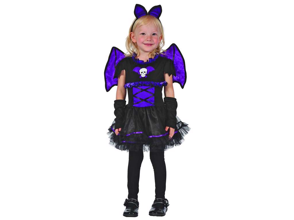 Mini skeletflagermus med vinger kostume str 104