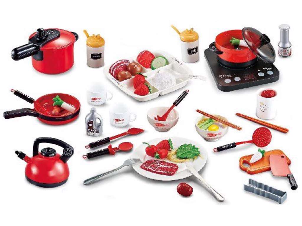 Køkkensæt med udstyr og mad 53 dele