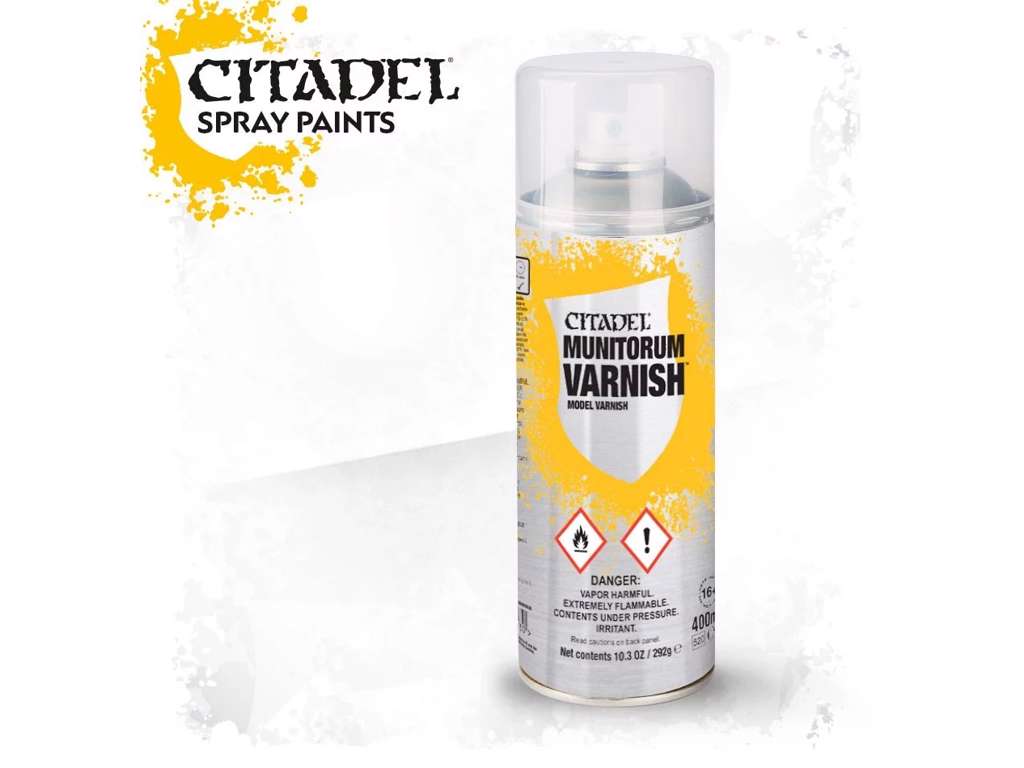 Munitorum Varnish spray fra Citadel 400ml.