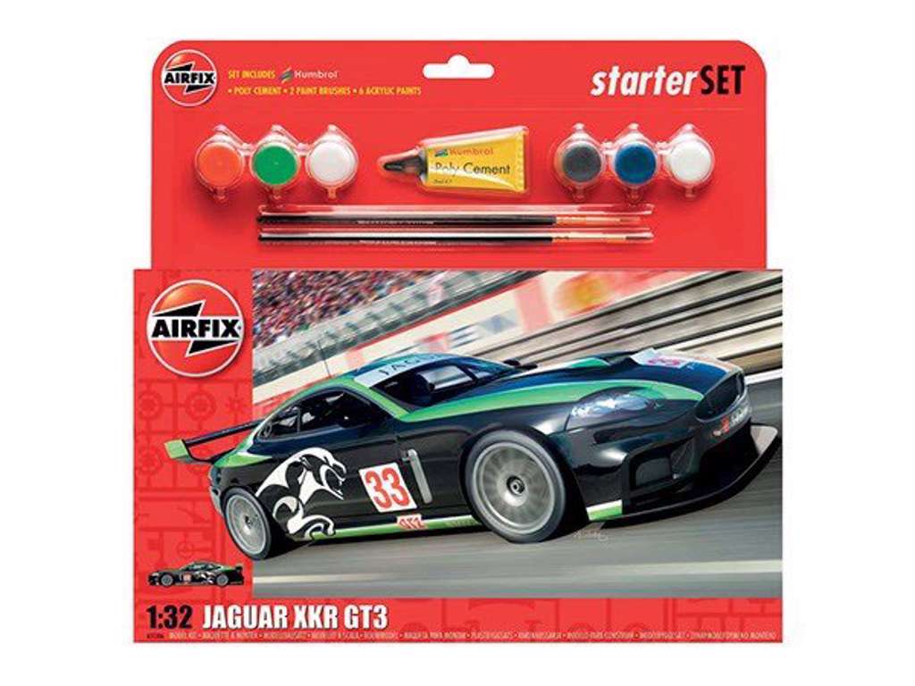 Jaguar XKR GT3 1:32 Airfix Startersæt med lim maling og pensel
