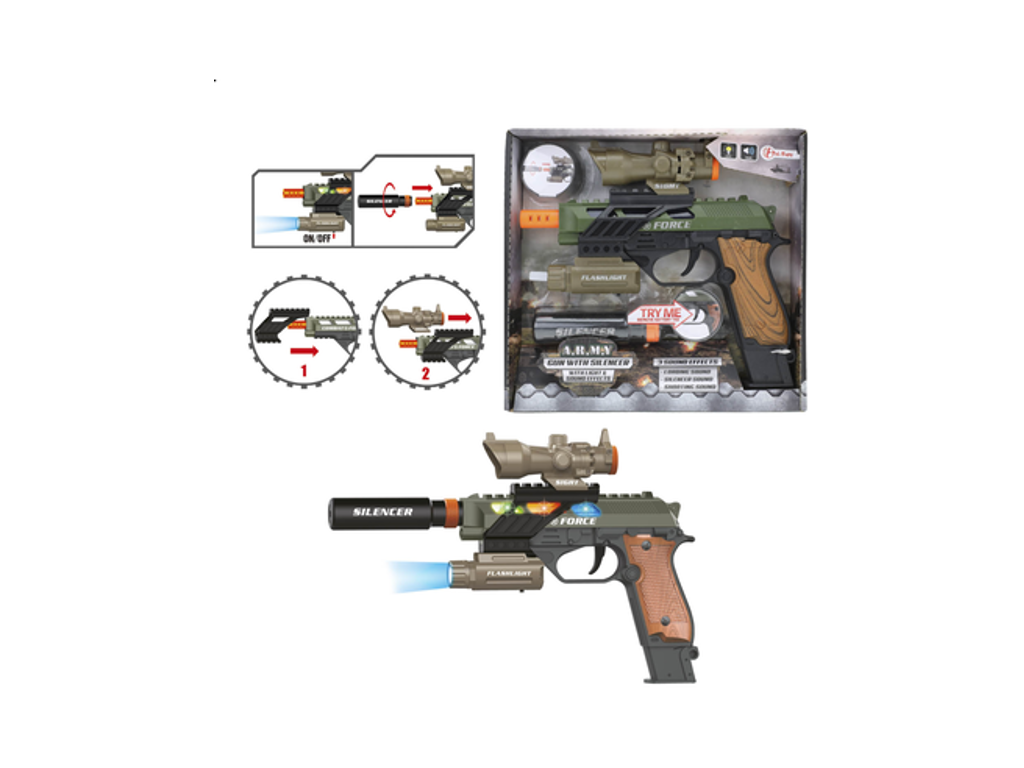 Militær pistol med lyddæmper