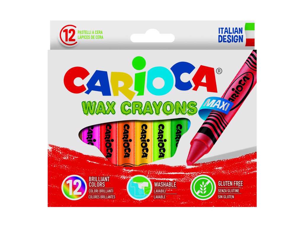 12 store voks farvekridt fra Carioca