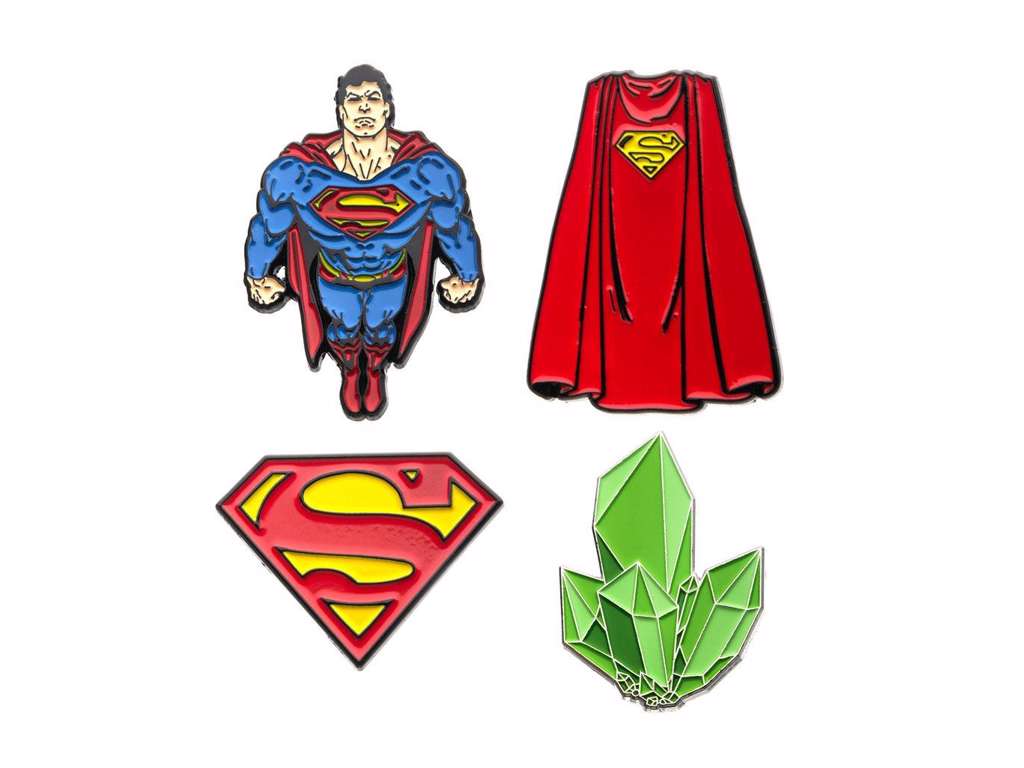 DC Comics Collectors Pins 4-pak med Superman