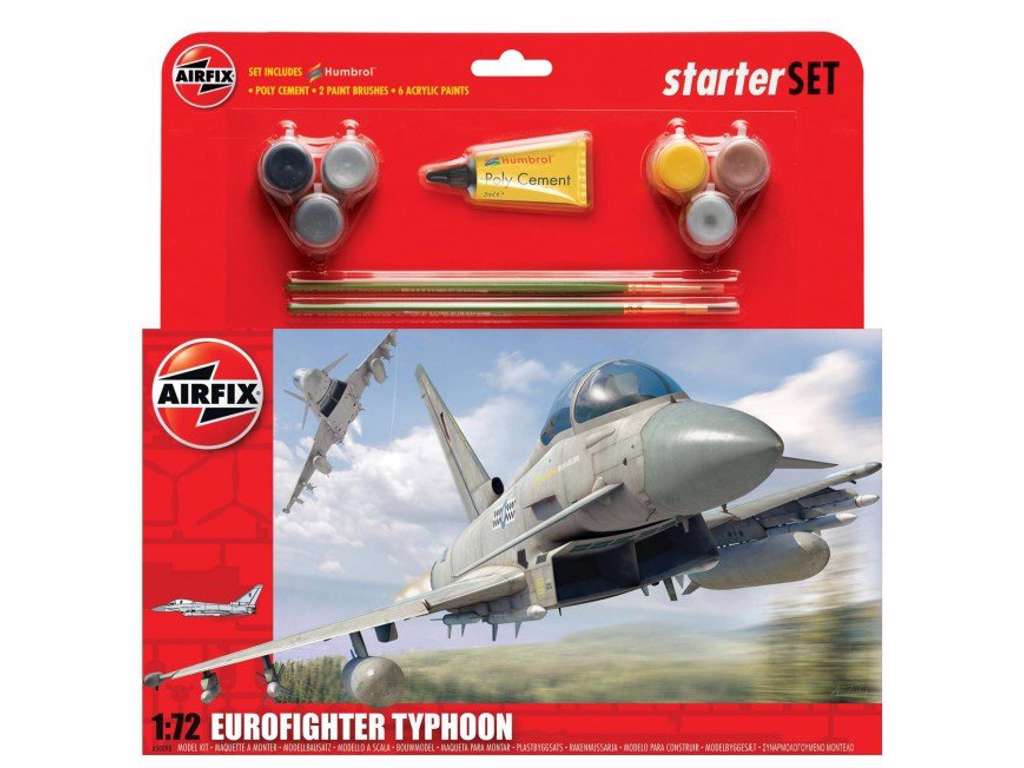 Eurofighter Typhoon 1:72 Airfix gavesæt med maling pensel og lim.