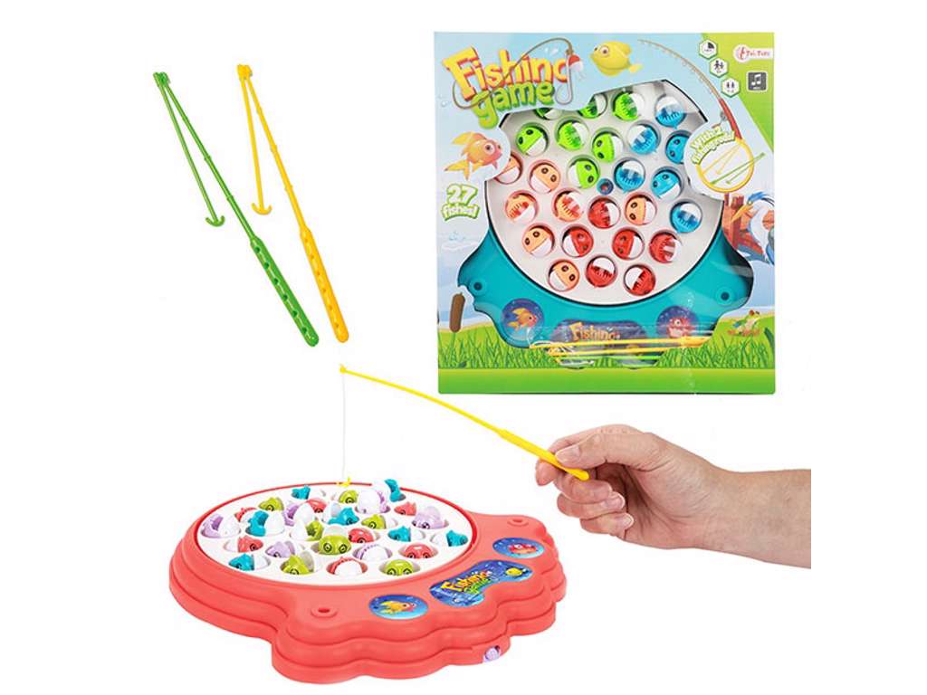 elektronisk fiskespil med 27 fisk og 2 stænger