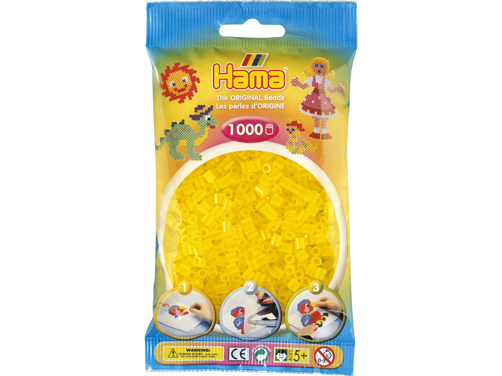 1000stk. Hama Midi gennemsigtig gul 207-14