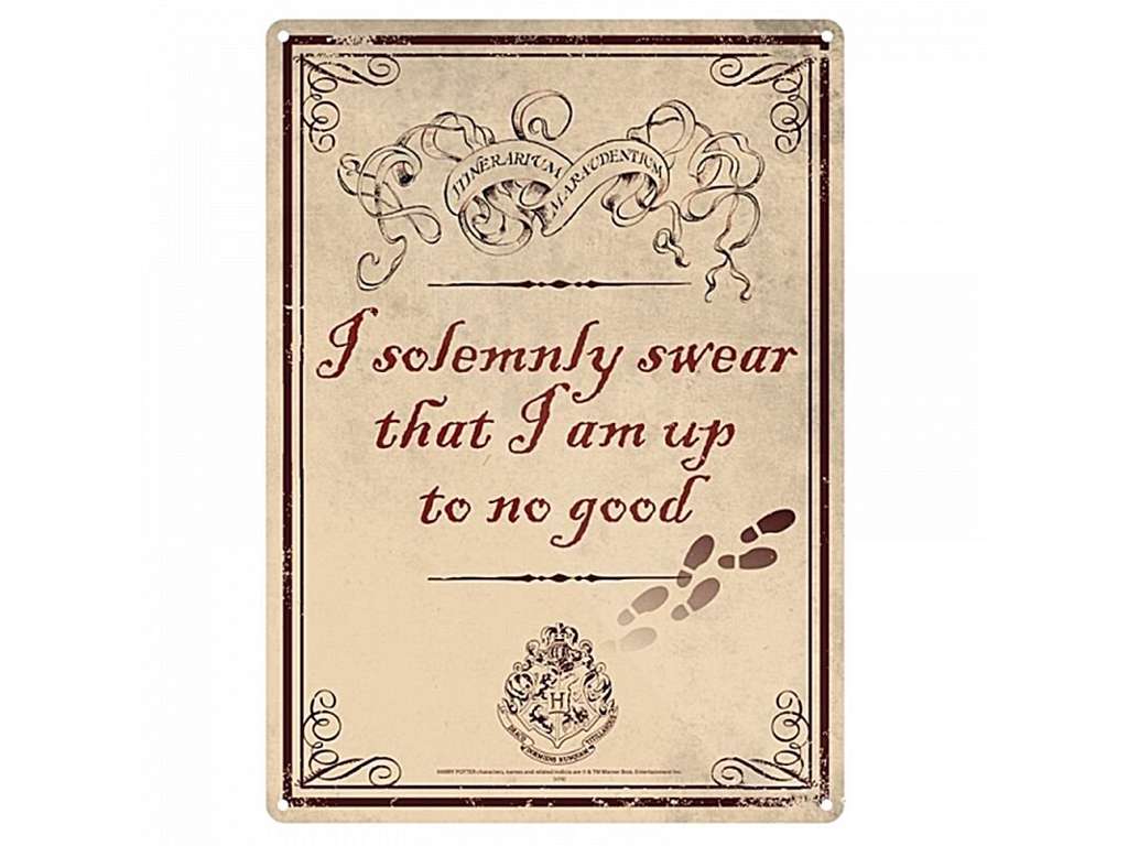 Up to No Good metalskilt fra Harry Potter på 21 x 15 cm