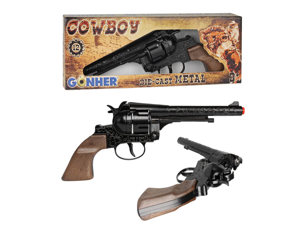 Cowboypistol i metal til 12-skuds krudt