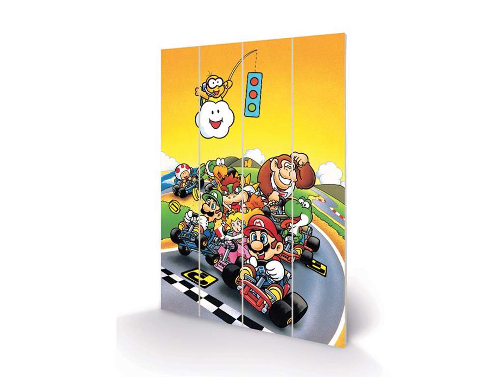 Super Mario Kart "Retro" træ plade "plakat" 40x60cm