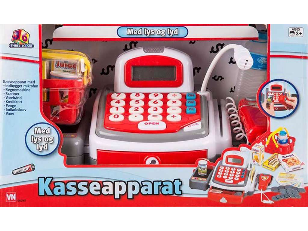 Kasseapparat med lys og lyd