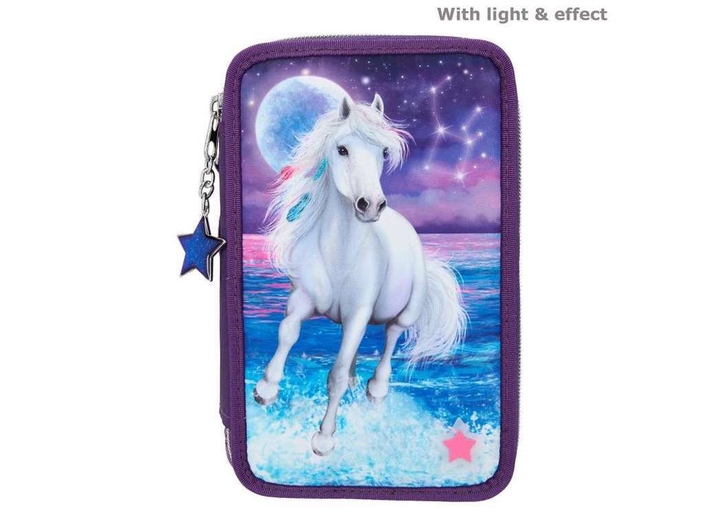 Miss Melody trippel penalhus med LED - nordlys