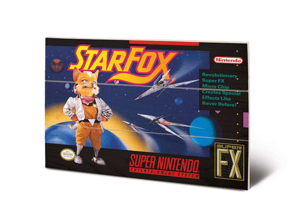 Super Nintendo "Star Fox" træ plade "plakat" 20x30 cm