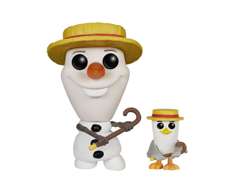 Frozen POP! vinyl figur af Barber Shop Olaf & Seagull SDCC 2015 på 9 cm