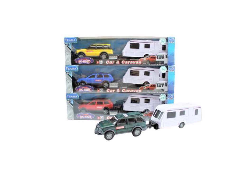Bil med campingvogn fra Teama - flere forskellige