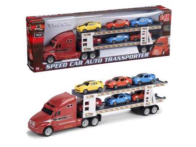 Pullback autotransporter med 6 biler i størrelse 1:48 fra Speedcar