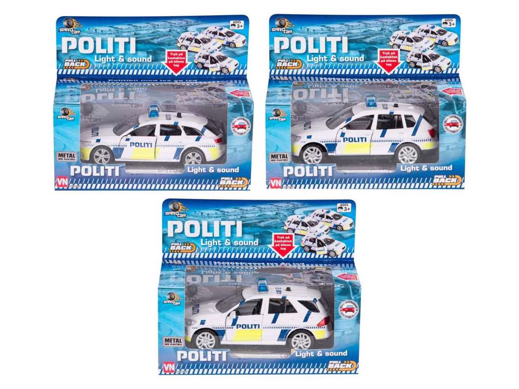 Dansk politibil med lys, lyd og pullback fra Speedcar