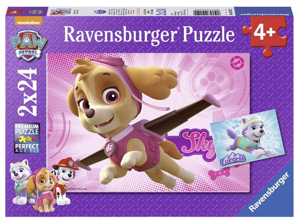 Paw Patrol Skye og Everest puslespil 2x24 brikker fra Ravensburger
