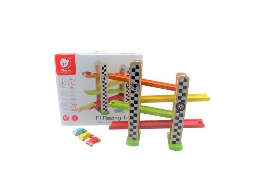 Formel 1 racerbane med 3 biler i træ på 38 cm fra Classic World