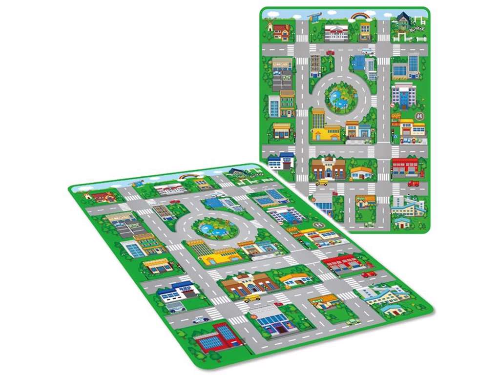 Kæmpe biltæppe med by motiv på 89 x 120 cm