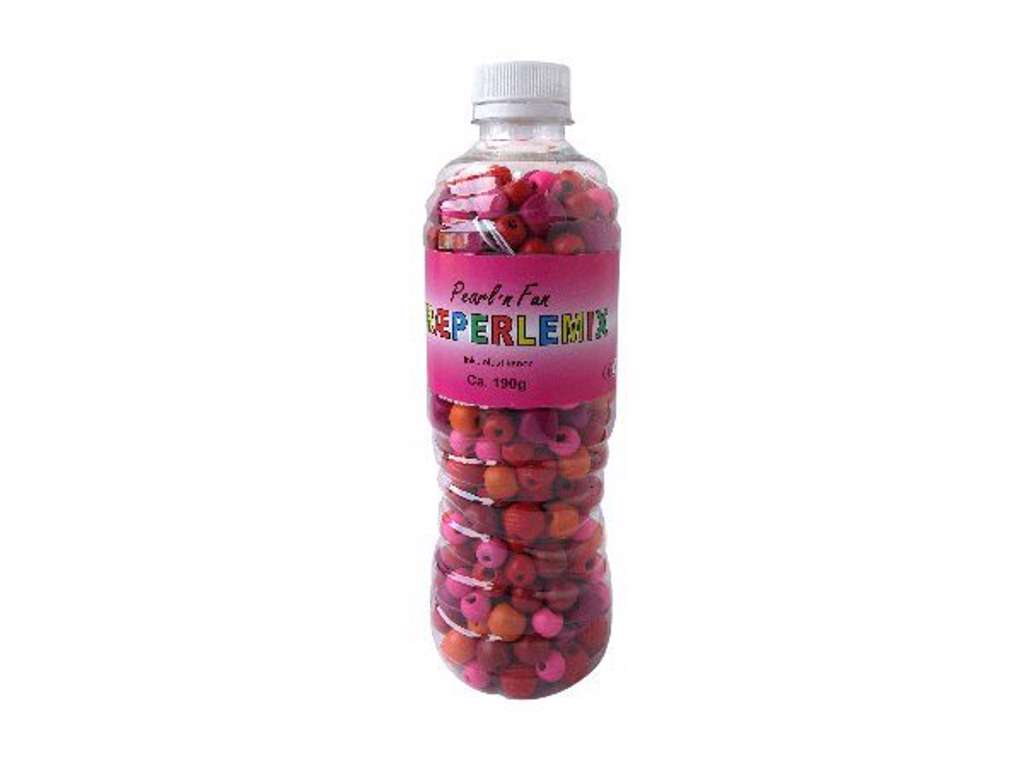 Pearl`n fun træperlemix 190gr rød/pink/orange