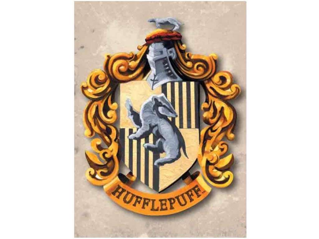 Hufflepuff magnet i metal på 6.5 x 9 cm