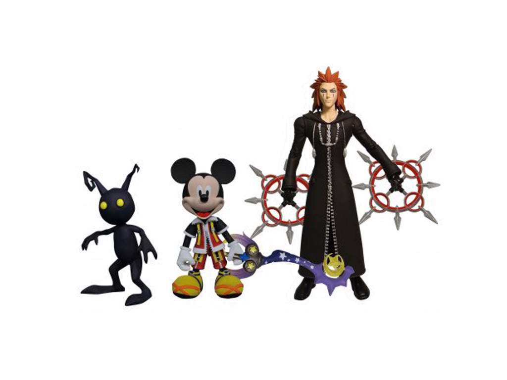 Kingdom Hearts Select action figur af Mickey + Axel + Shadow på 10 og 19 cm