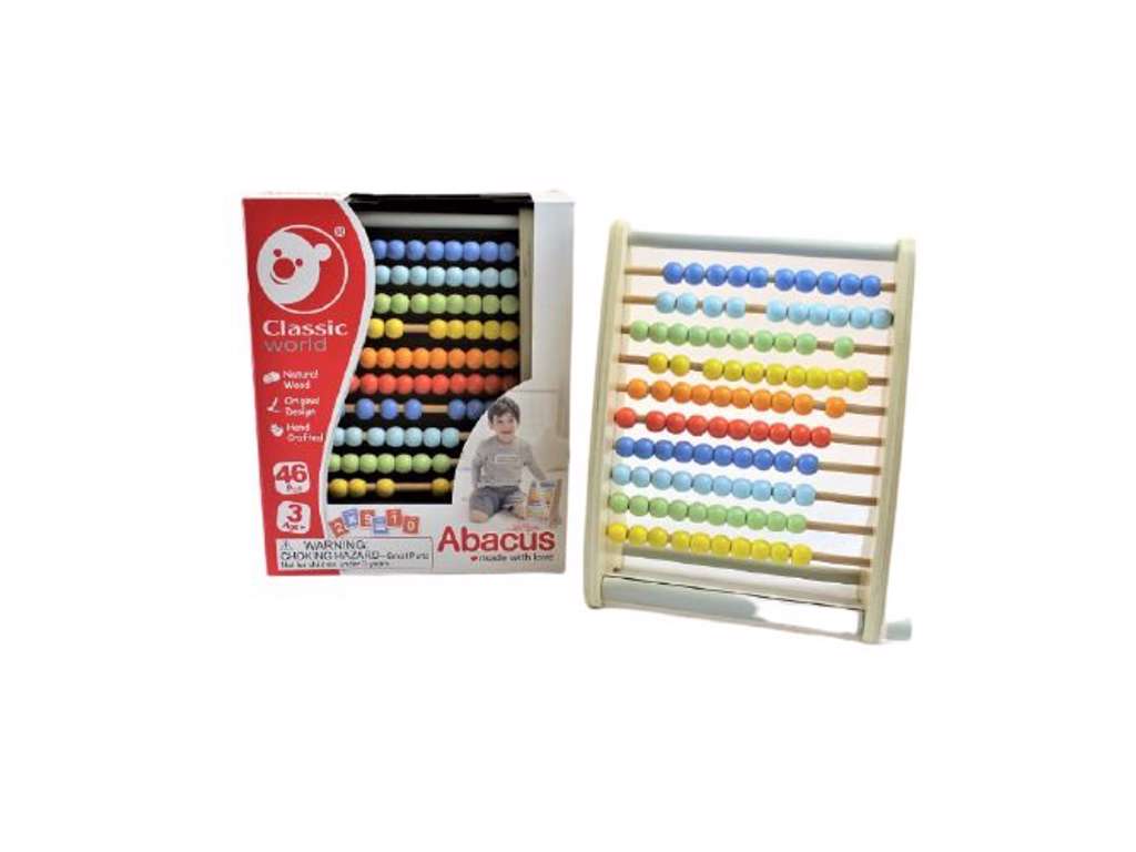 Kugleramme med farvede trækugler i træ fra Classic World