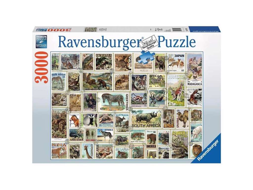 Dyrefrimærker puslespil på 3000 brikker fra Ravensburger