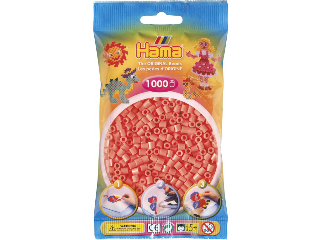 1000stk. Hama Midi pastel rød 207-44