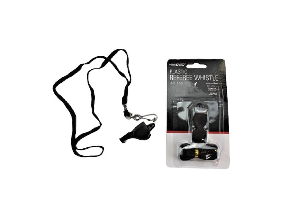 Dommerfløjte i plastik m/85 cm snor, 2x5cm