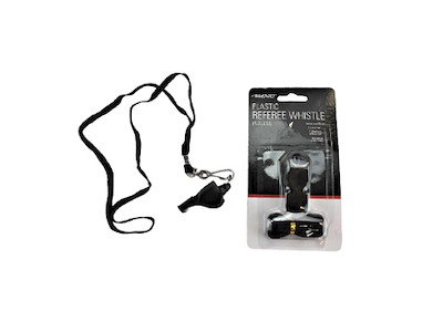 Dommerfløjte i plastik m/85 cm snor, 2x5cm