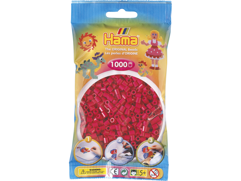 1000stk. Hama Midi vinrød 207-29